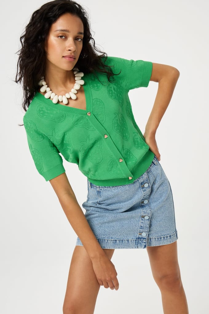 Fabienne Chapot Maddy Cardigan Green Apple Maat: M | Cardigans Outlet | Dames | Groen