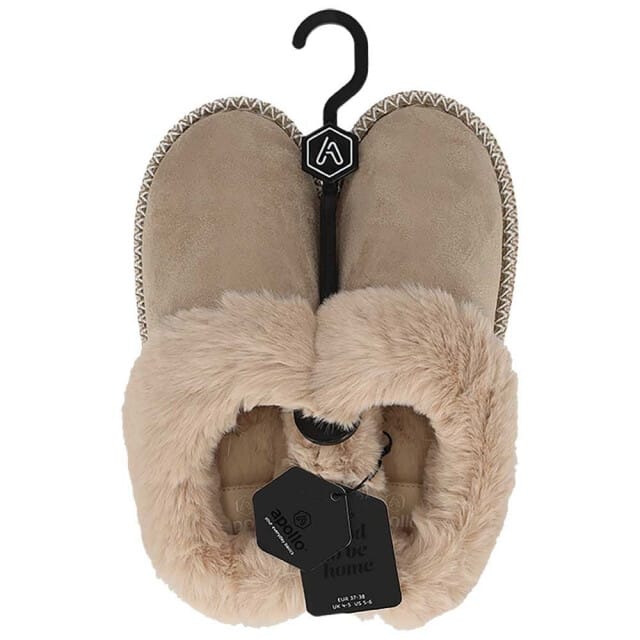 Apollo Dames Instap Pantoffels Teddy Wit - Maat 39/40