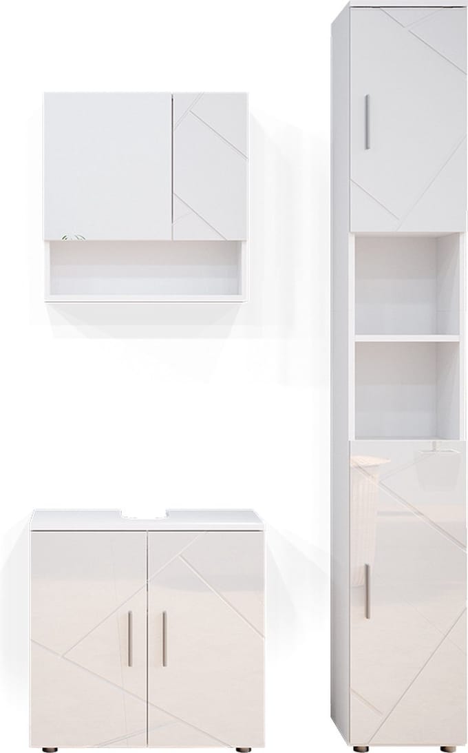 Vicco Badkamermeubel set Irma, Wit Hoogglans, 3-delig