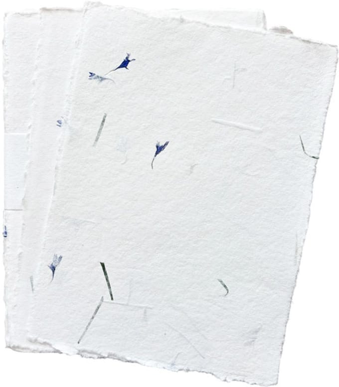 Set van 20 kaarten, Tree Free katoenpapier, A5, met bloemen, schepranden, 250 gr