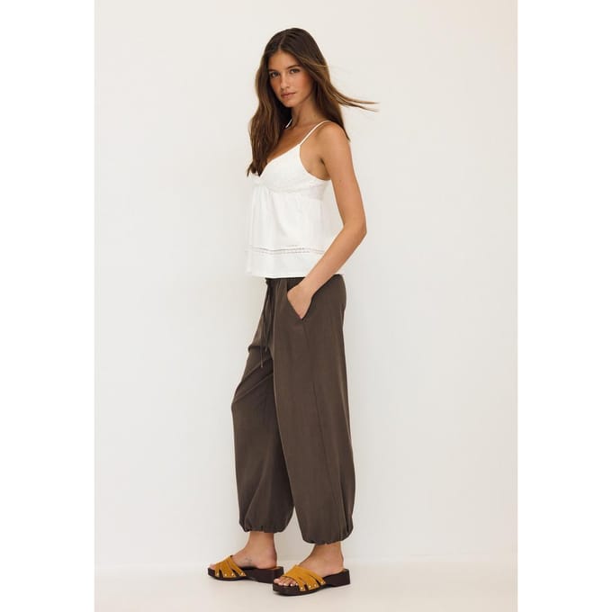 Stradivarius Pofbroek met linnenlook  Bruin XS