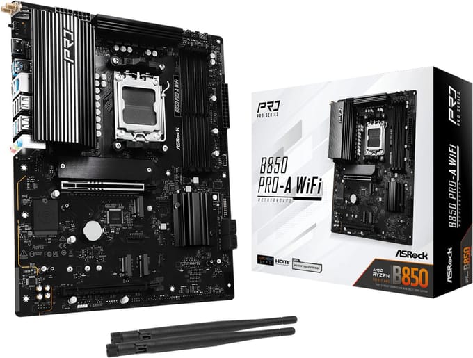 ASRock B850 Pro-A WiFi Moederbord - AMD B850 - AMD AM5 - DDR5 RAM - ATX