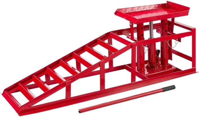 AREBOS Hydraulische Oprijplaat 2T verstelbaar 290-375 mm Auto Hefplatform Staal Rood