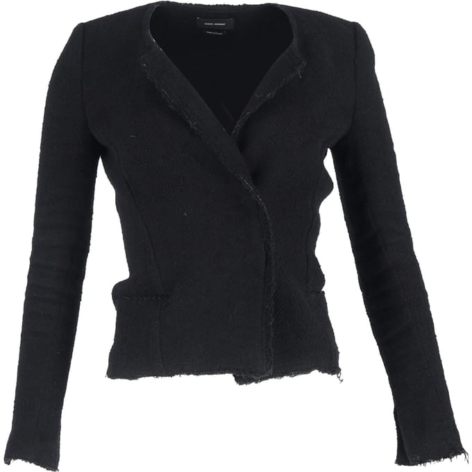 Isabel Marant Laurie Herringbone Blazer in Zwart Katoen Tweed
