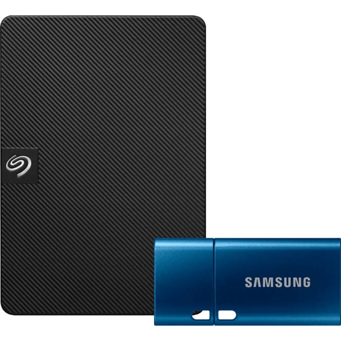 Seagate Expansion Portable 1TB + Samsung USB-C Flash Drive 128GB