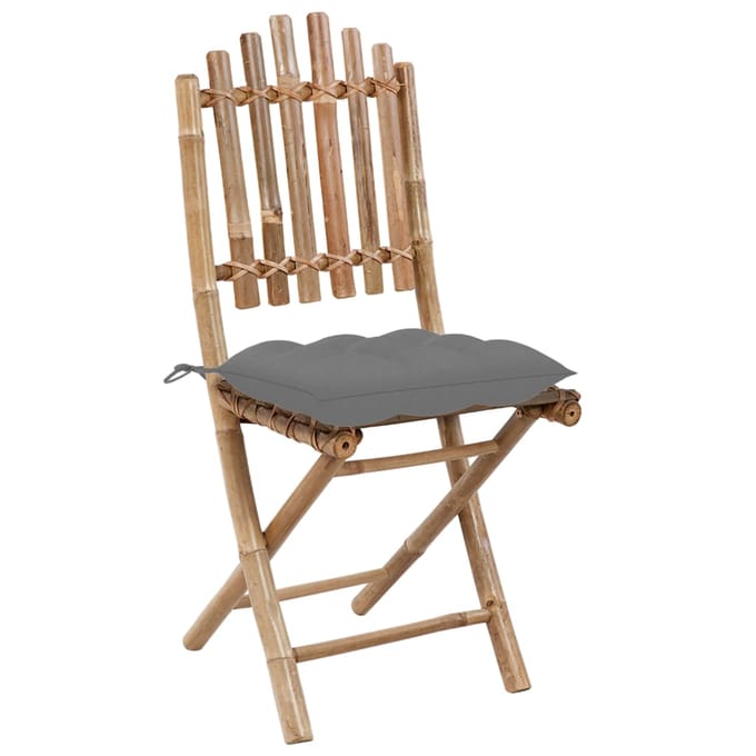 vidaXL - Opklapbare - stoelen - (2 - stuks) - met - kussens, - bamboe