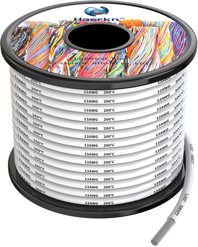 10 Meter Witte Siliconen Elektrische Draadkabel 12 AWG 3,3 mm² Hoge Temperatuur Flexibel