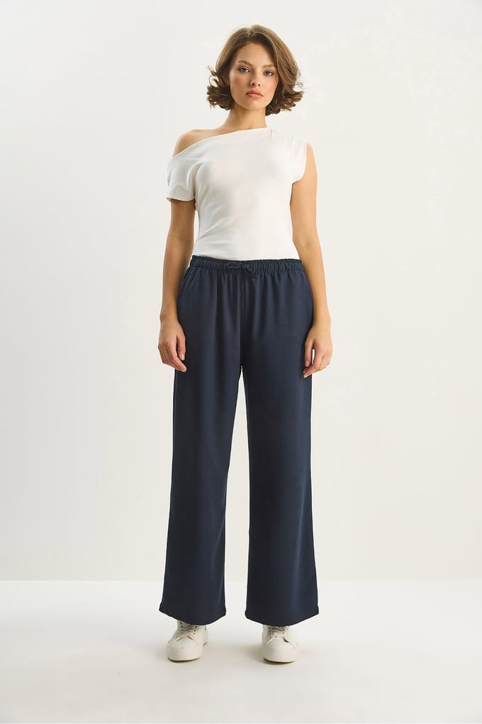 Wide Leg Palazzo Broek met Striksluiting