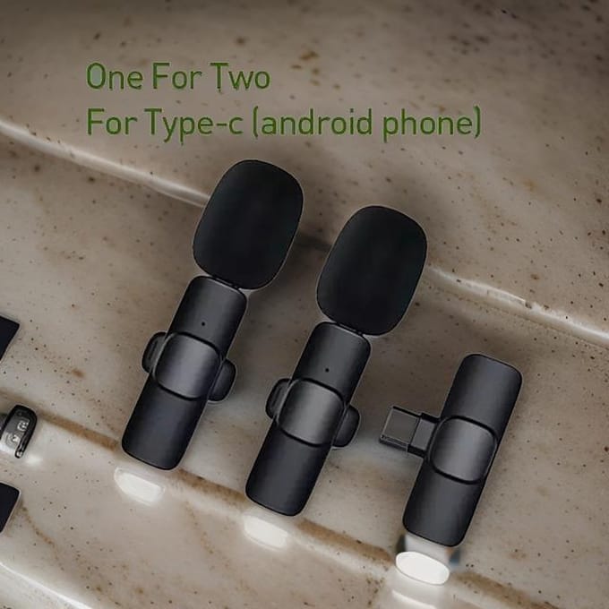 TechU™ 2 Stuks Mini Draadloze Microfoon – voor Android – USB C Aansluiting – Interviews Opnemen – Met Clip – Zwart