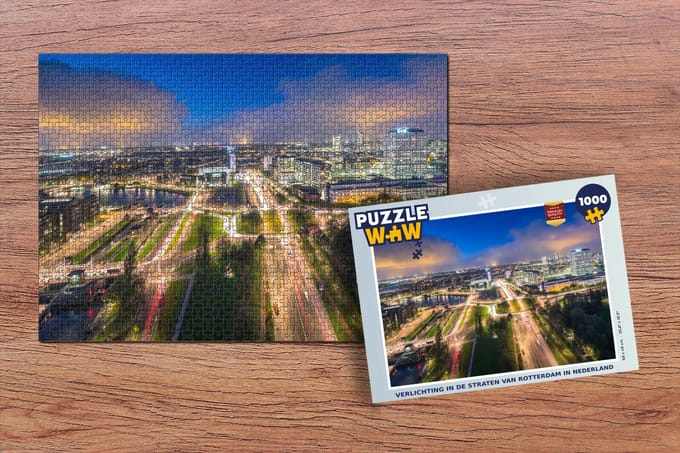 Puzzel Rotterdam - Licht - Skyline - Legpuzzel - Puzzel 1000 stukjes volwassenen