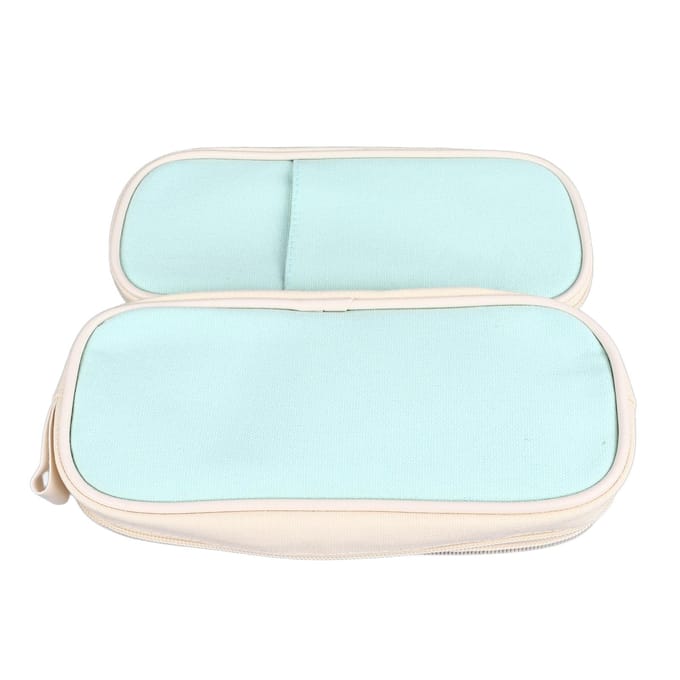 Trousse à crayons grande capacité Style mignon simple Multi-compartiments Trousse à crayons en toile pour l'école le bureau l'université white