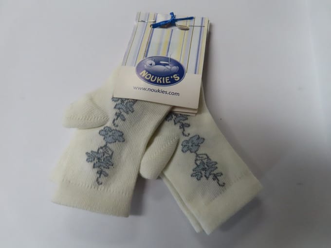 Sokken - 2 Pack - Meisjes - gebroken wit mt blauwe bloem - 3/ 6 maand - 62/ 68