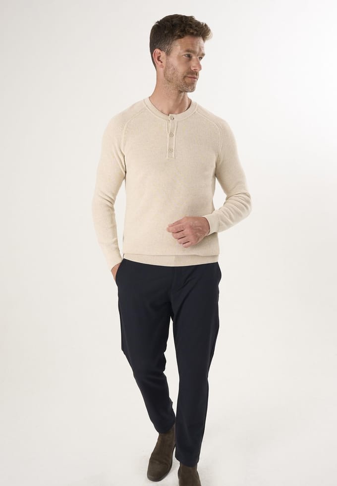 Felix Hardy Ronde Hals Trui - Pullover - Sweater - %100 Katoen Heren Beige - L