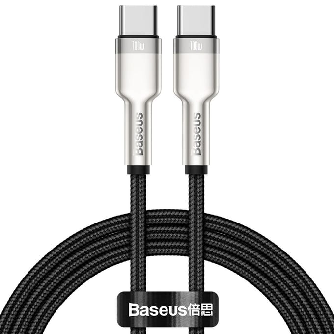 USB-C Data- en oplaadkabel - USB-C Baseus Cafule Metaalserie, 100W, 1m, Zwart CATJK-C01