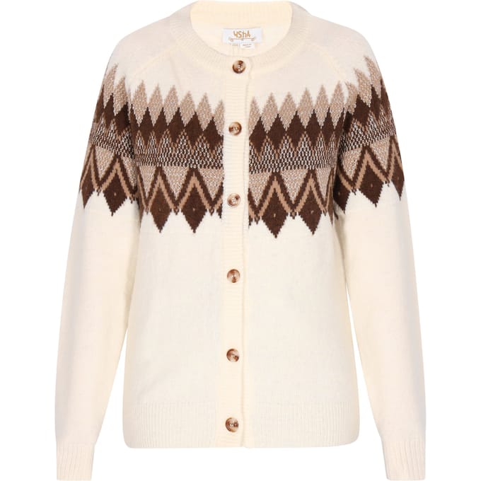 usha Vest Dames Wol Wit Veelkleurig
