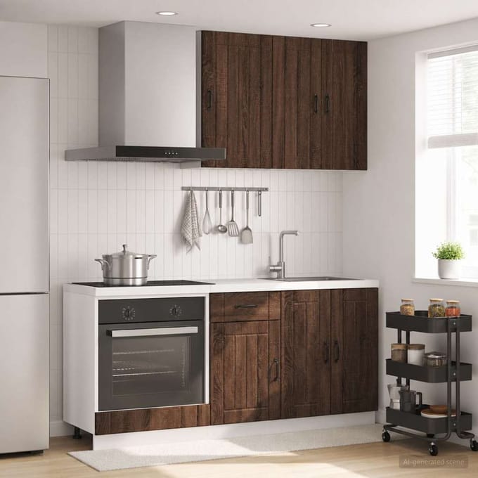 vidaXL - Keukenblok - LUCCA - 5 - st - Bruin - eiken - Bewerkt - hout