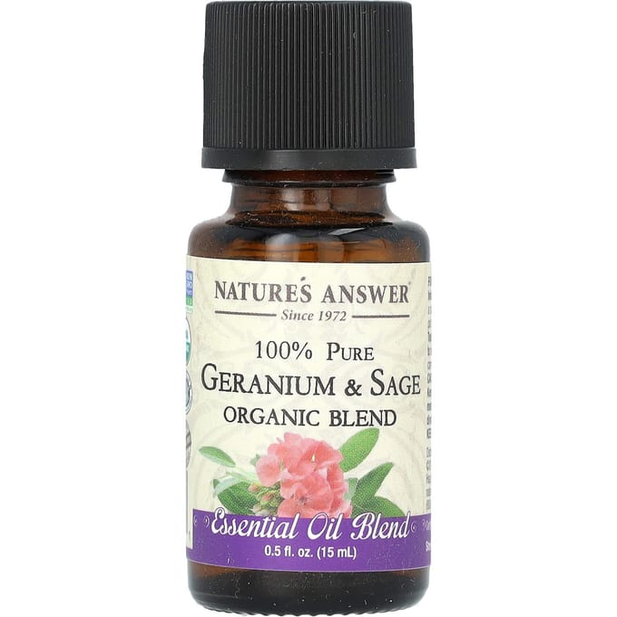 Nature'S Answer, 100% Pure Organic Essential Oil Blend, Geranium & Sage, 15 Ml (0.5 Fl Oz)