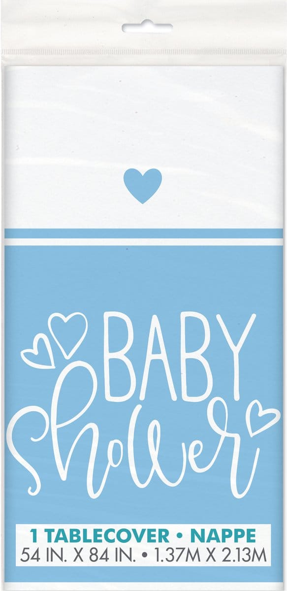 UNIQUE - Plastic baby shower tafelkleed blauw en wit 137 x 213 cm