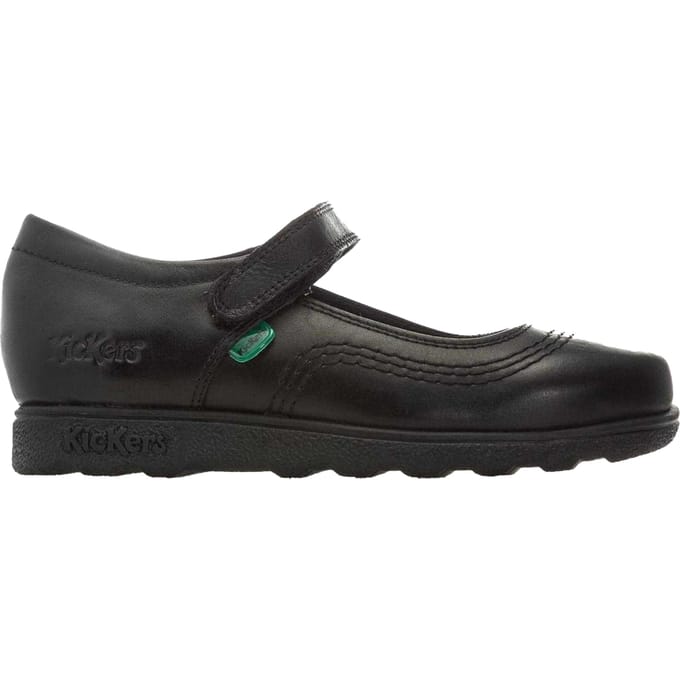 Kickers Meisjes Fragma Pop Leren Schoolschoenen (Zwart)
