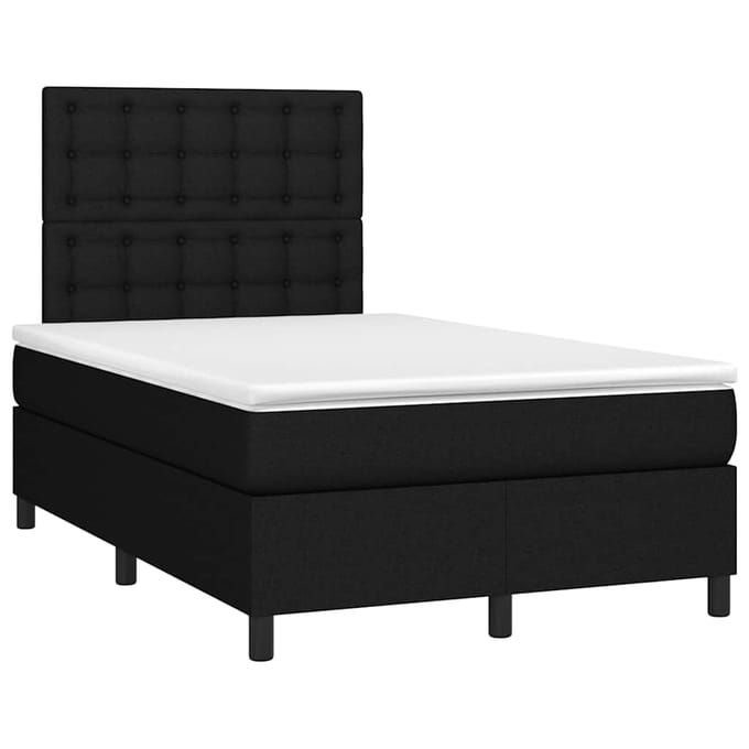 vidaXL - Boxspring - met - matras - en - LED - stof - zwart - 120x200 - cm