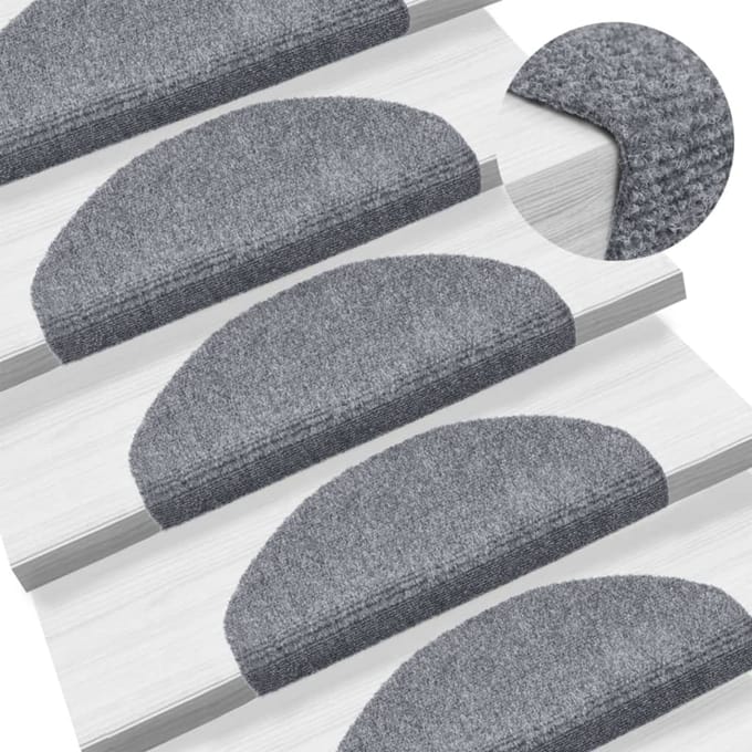 vidaXL - Trapmatten - Zelfklevend - 5 - stuks - 65x21x4 - cm - Lichtgrijs - Halfrond - Groot