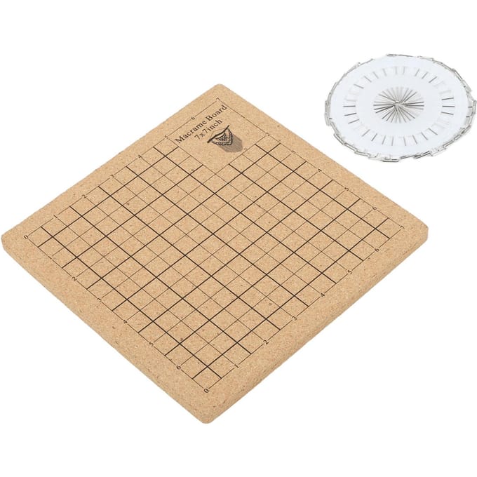 Macramé Bord Dubbelzijdig Macramé Projectbord DIY Rasternetwerk Vlechtbord met Spelden voor Sieraden 7x7 Inch beige