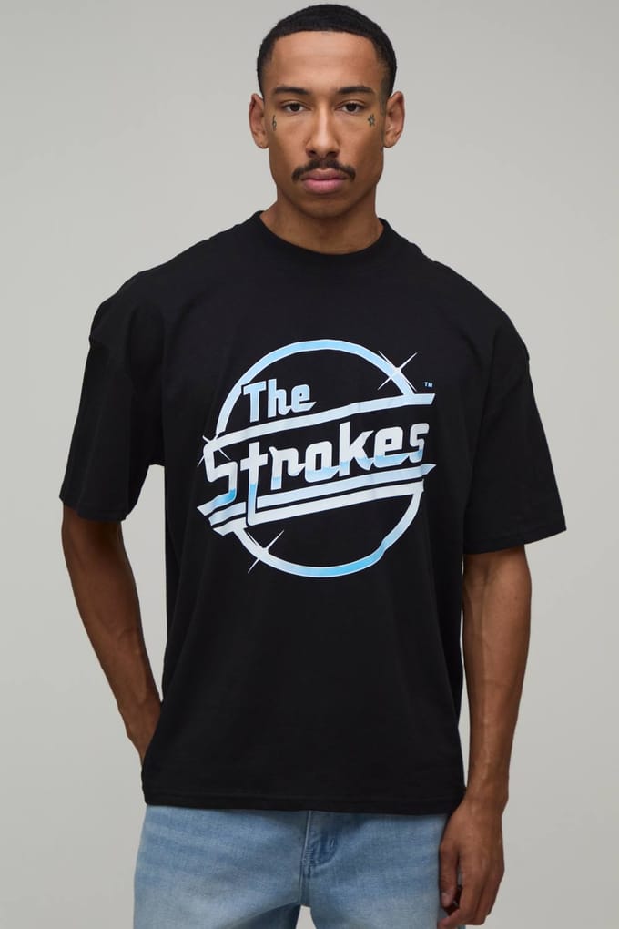 Oversized T-shirt Met The Strokes Licentieprint | Black | Size Medium
