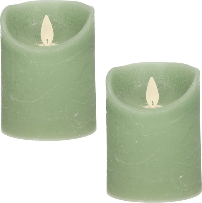 Anna's Collection Stompkaars - 3x - LED - jade groen - H10 cm - bewegende vlam - kaars