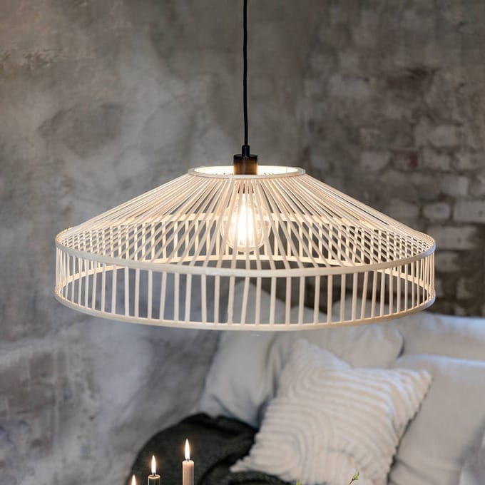 Markslöjd Hanglamp Tapa, stekker, naturel, bamboe, Ø 70 cm