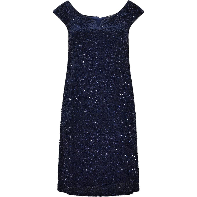 Yours London Blauwe Fluwelen Jurk Met Pailletten Size 48