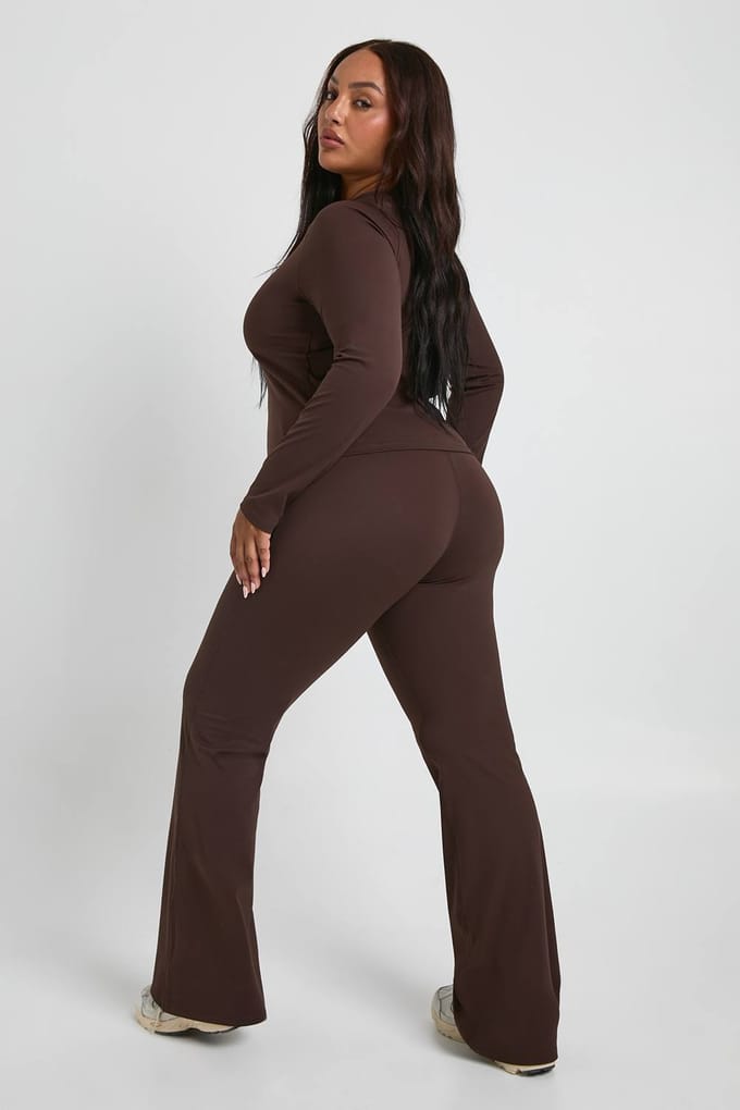 boohoo Dames Plus Super Soft Hoge Taille Uitlopende Legging | Coffee | Maat: 16