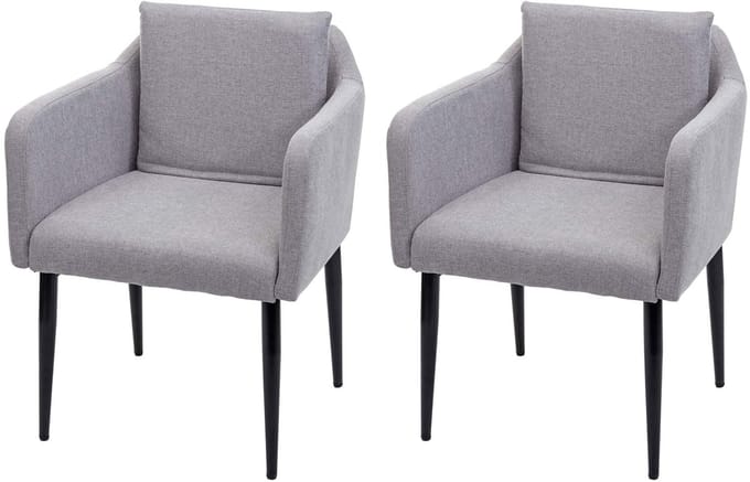 Set van 2 eetkamerstoelen MCW-H93, keukenstoel fauteuil stoel ~ stof/textiel lichtgrijs