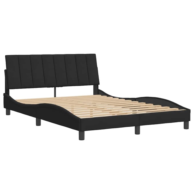 vidaXL - Bedframe - zonder - matras - "Hanko" - 140x190 - cm - fluweel - zwart