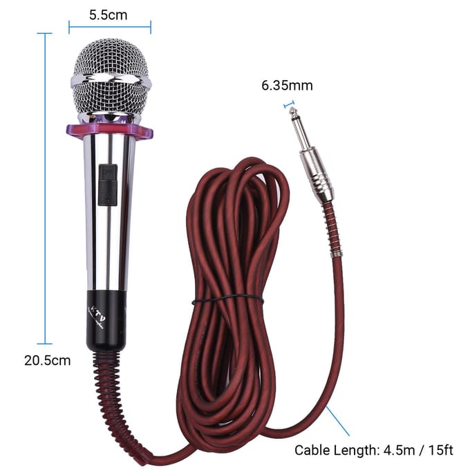 Dynamische Handheld Cardioid Condensatormicrofoon Bedrade Microfoon 4,5m/15ft Kabel 6,35mm Plug voor Muziek rood