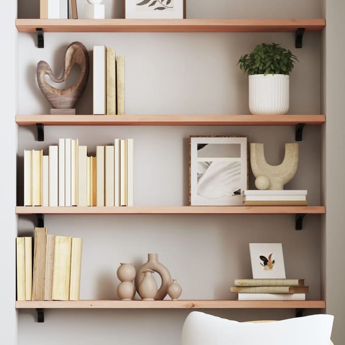 vidaXL - Wandschap - 80x20x2 - cm - onbehandeld - massief - eikenhout