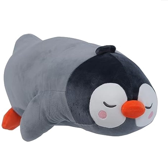 Solidchoice - Zijslaapkussen Pinguïn voor Kinderen, 75 cm Grijs