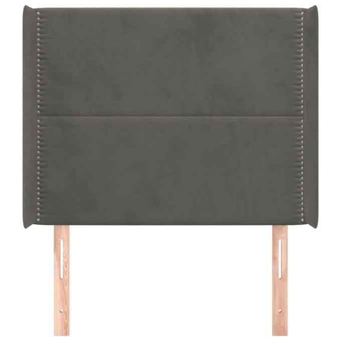 vidaXL - Hoofdbord - met - randen - 103x16x118/128 - cm - fluweel - donkergrijs