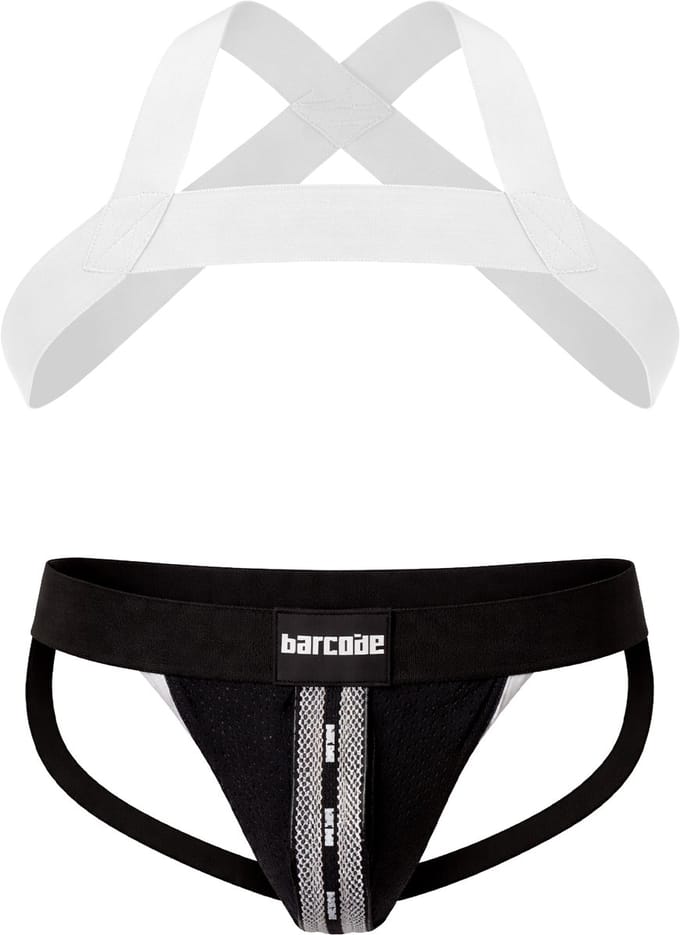 Barcode Berlin Multipack 1x Mesh Jock Tel Black-White + 1x Matt Harness White - MAAT S - Heren Ondergoed - Jockstrap voor Man - Mannen Jock