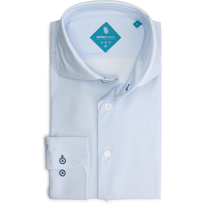 District Indigo Overhemd Performance Print L Blue (7.21.025.750 - 318)