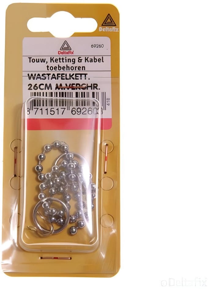 Deltafix wastafelketting messing verchroomd 26 cm 1 st.