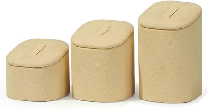 Ring Display Stand - Sieraden Organizer - Sieraden Presenteren - Krasvrij Microfiber - 3 Stuks - Grijs