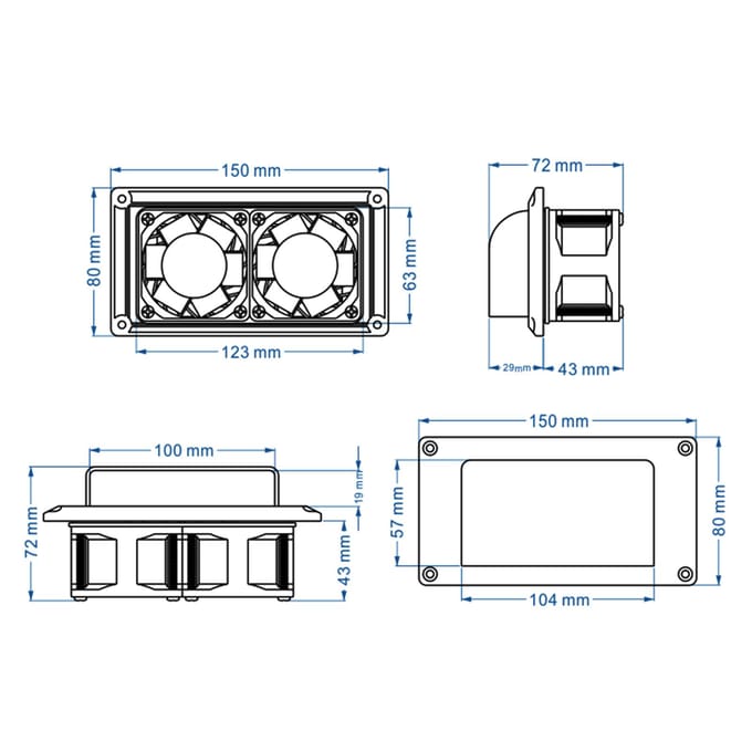12V Caravan Camper Trailer Side Air Vent Ventilatie Afzuigventilator RV Ventilator RV Modificatie wit