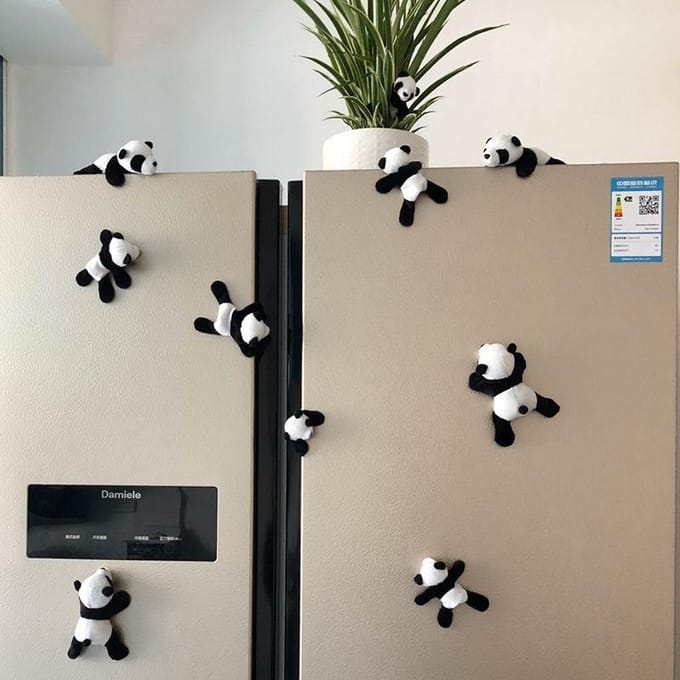 Leuke Cartoon Zachte Pluche Panda Magneet Koelkast Sticker Kid Puzzel Speelgoed Cadeau Mode Home Decor 5Pcs