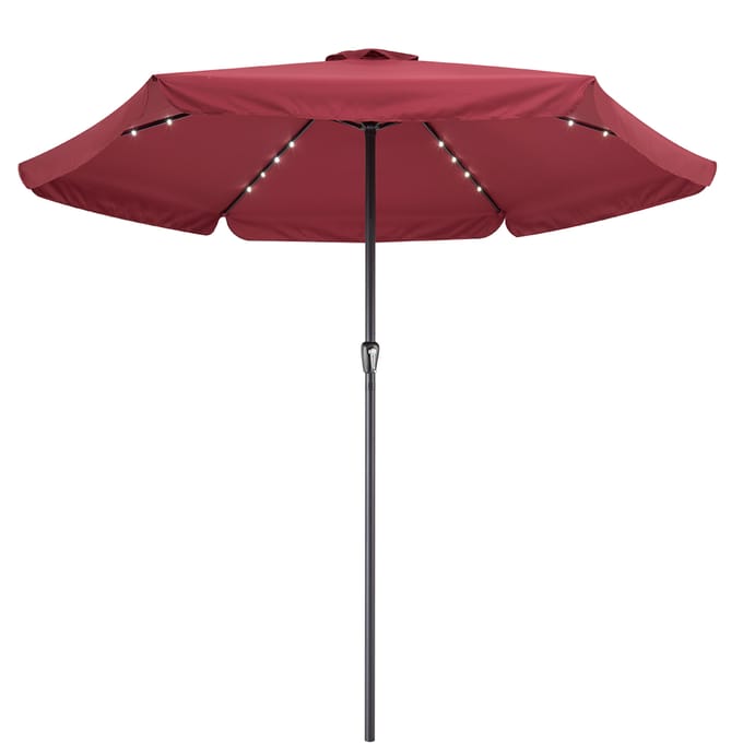 Kingsleeve Parasol - LED-verlichting 330 cm Solar - Rood