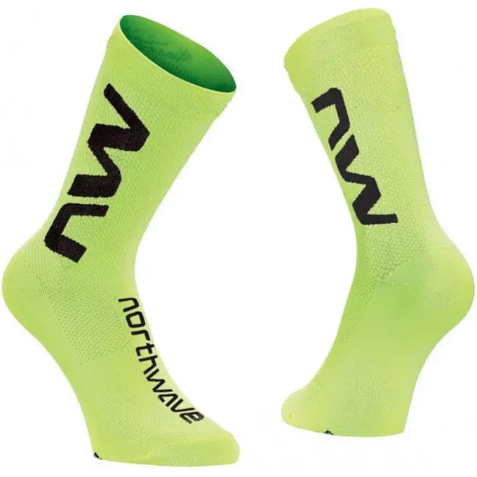 Fietssok Northwave Extreme Air Sock Yellow Fluo Black-Schoenmaat 34 - 36