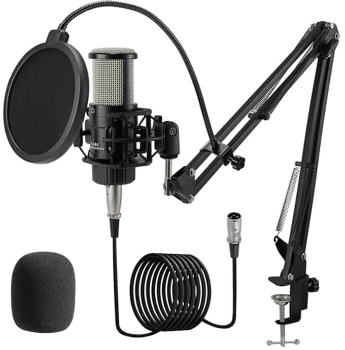 Professionele Cardioïde Condensatormicrofoonset voor Podcasting en Streaming