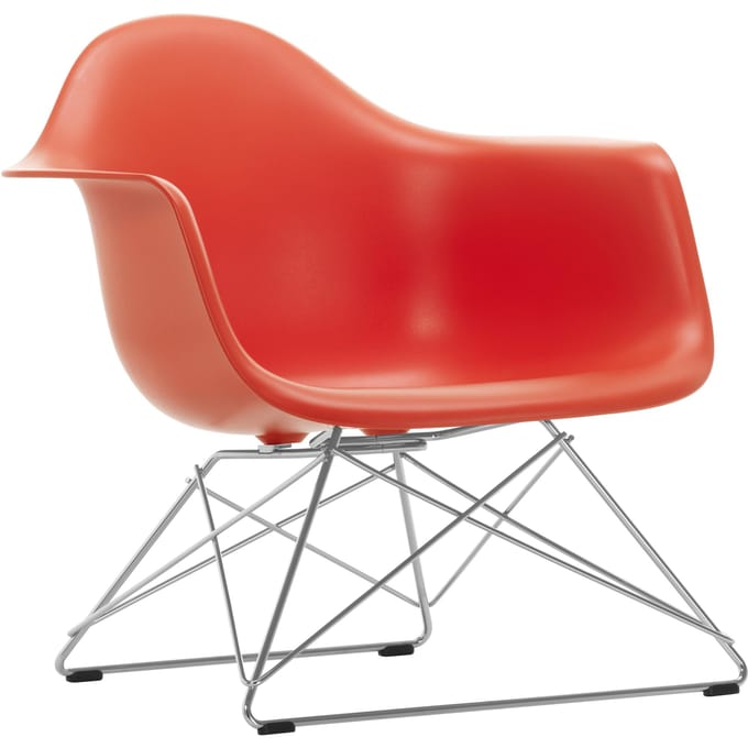 Vitra Eames Plastic Armchair LAR - poppy red RE - glanzend chroom