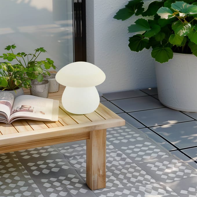 Lindby LED oplaadbare tafel buitenlamp Vernate, RGBW, wit, dimbaar