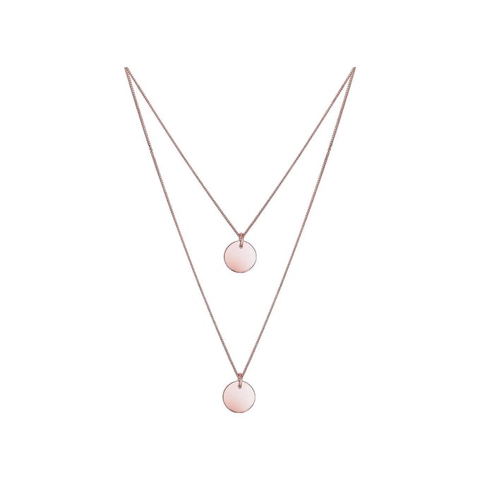 Elli Halsketting Layer Geo Cirkel 925 Zilver rosegoud verguld