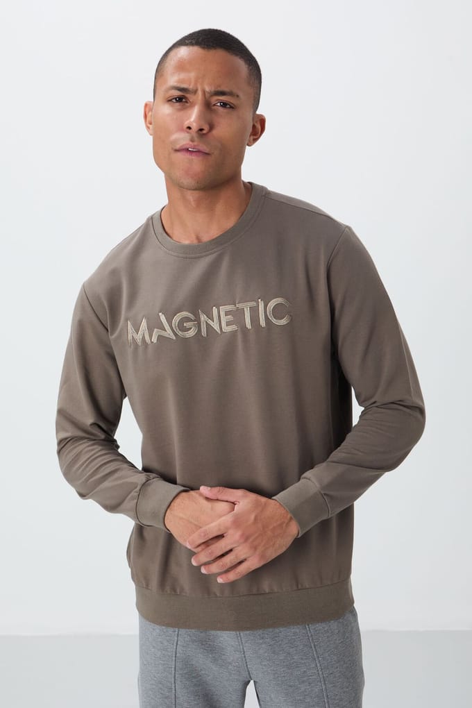 Heren Geprinte Ronde Hals Sweatshirt